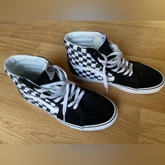 Vans Sk8Hi Black Checker Old Skool Hi Top Skate Shoe Mens 9 - Picture 6 of 8
